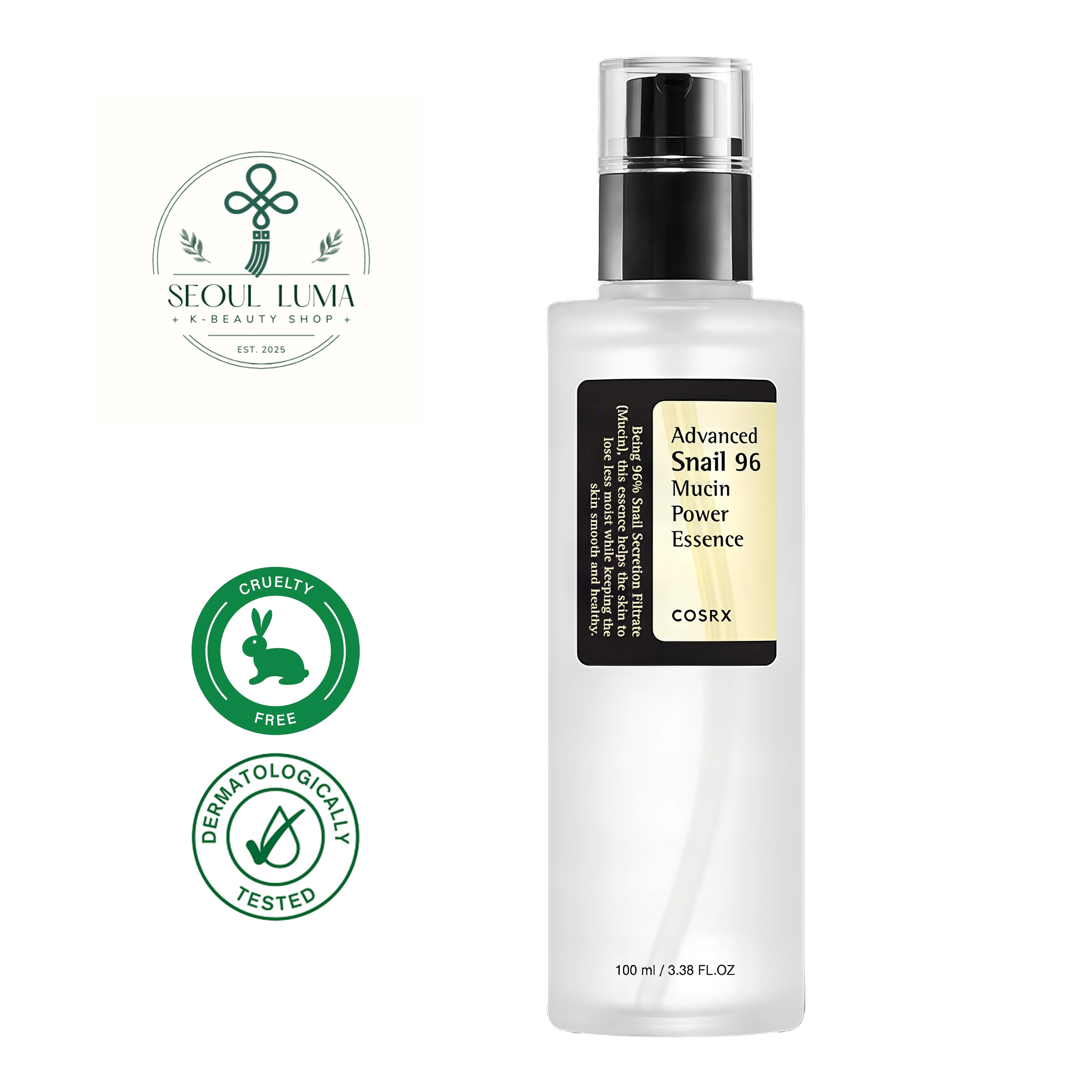 COSRX Advanced Snail 96 Mucin Power Essence 100ml - Bestselling essence with 96% snail mucin for hydration repair and glow